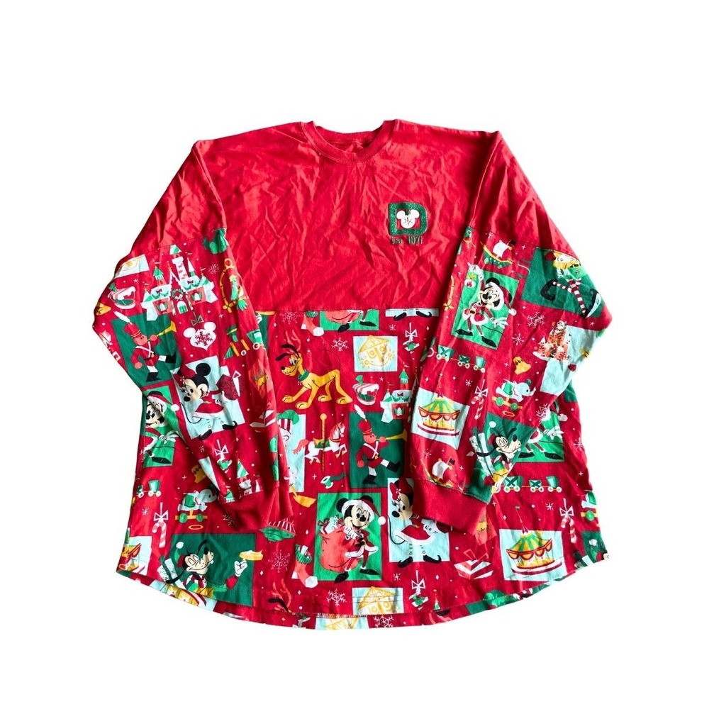 Disney Spirit Jersey Christmas Holiday Parks Mickey Friends Red XXL Adult Shirt